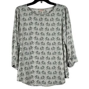 Pixley Elephant Polka Dot 3/4 Sleeve Blouse Medium